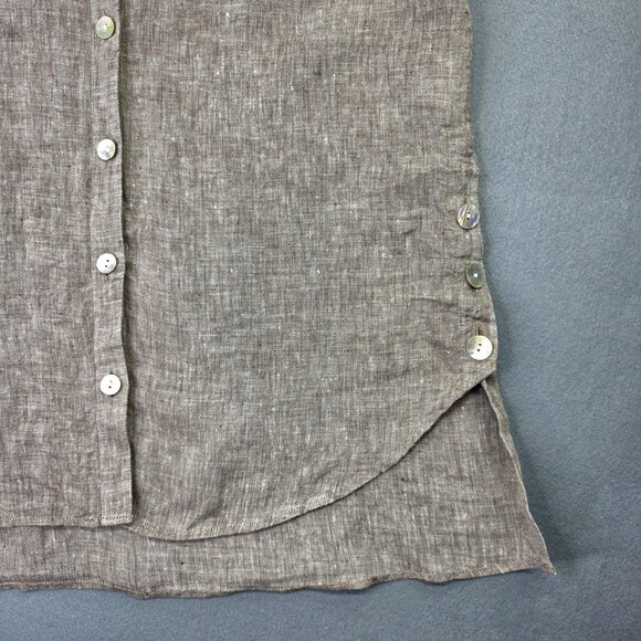 J Jill Love Linen Shirt Womens Medium Brown Sleeveless Button Front Tunic Top - Picture 3 of 10